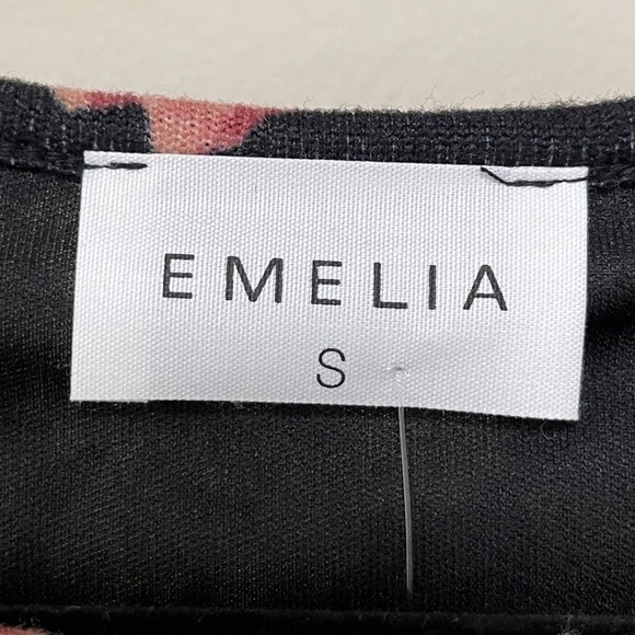 Emelia: NWT Women’s Black, Pink, Tan, Floral Bell Sleeve Dress, Size S - Picture 3 of 11